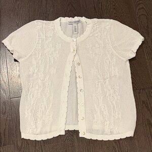 Cotton by autumn cashmere white short sleeve cardigan